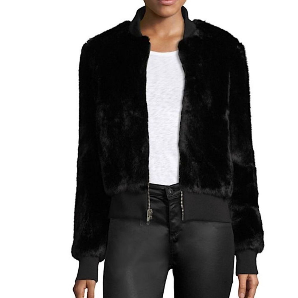 N: Philanthropy Beal Luxury Faux Fur Black Jacket - Size Small